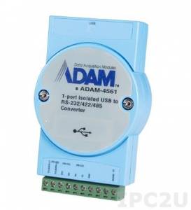 ADAM-4561-CE USB to RS-232/422/485 Converter with RS-485 Automatic Data Direction Control, 5VDC-in