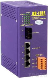 NS-115FC 1 port Fiber Optic ,4 port 10/100M RJ-45 connector( DC10~30V)