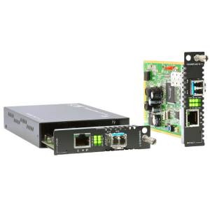 FRM220-1000EAS/X-1 Gigabit Ethernet OAM/IP Managed Media Converter 10/100/1000Base-T to 100/1000Base-X SFP, 12VDC Input Power, 0..50C Operating Temperature