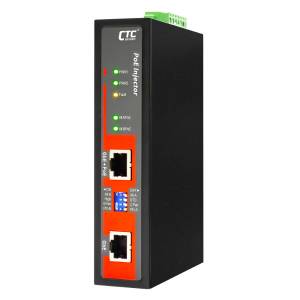 INJ-IG60-E24 Industrial Power-over-Ethernet Injector with 1x 1000 Base-T PoE Port, Redundant dual 24/48VDC Input Voltage, up to 72W PoE Output, -40..+75C Operating Temperature