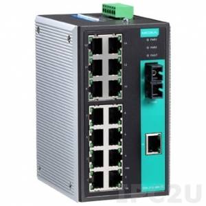 EDS-316-M-SC-T Industrial Ethernet Switch with 15 10/100BaseT(X) Ports, 1 Multi Mode 100Base FX Port, SC Type Connector, Extended Operating Temperature -40...+75°C, RoHS