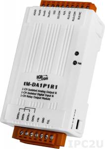 tM-DA1P1R1 1-channel Isolated Analog Output, 1-channel Isolated Digital Input and 1-channel Relay Output Module (RoHS)