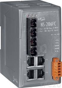 NS-206FC Industrial Smart Ethernet Switch with 4 10/100 Base-T Ports and 2 Multi-mode 100 Base-FX Ports