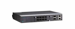 PT-7710-D-LV Industrial Rackmount Ethernet switch, 8 10/100BaseT(X) ports, up to 2 Gigabit ports, down cabling, 24...48 VDC power input, -40...85°C