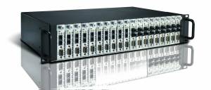 TRC-190-DC-48 RS-232/422/485 to ST Fiber Converter,19 inches chassis, 36 to 72 VDC input, 19 slots