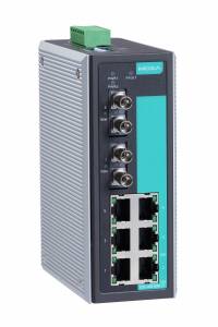 EDS-308-MM-ST Industrial Smart Ethernet Switch with 6 10/100BaseT Ports, 2 Multi Mode 100Base Fx Ports, ST Type Connectors