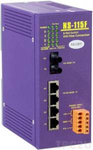 NS-115FT 1 port Fiber Optic ,4 port 10/100M RJ-45 connector( DC10~30V)