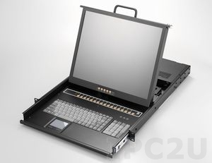 AMK816-17CB 1U, 17&quot; LCD-Keyboard Drawer, Single Rail, with 16 x 1.8m KVM cable, 16 port Combo KVM, TouchPad, Single Rail, steel