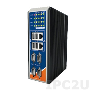DRPC-100-CV-LED Embedded Server, Intel Atom N2800 1.86GHz, 2GB DDR3, 2xGbit LAN, 2xRS232/2xRS422/485 with 3kV Isolation, 4xUSB, 2xCAN-bus, 4xDI/4xDO, LED Indicator, Support mSATA/SATA DOM/CF, 9..+28V DC-In, -20..+65C Extended Temperature