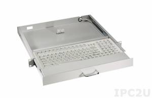 AX7042W Retractable Industrial Keyboard for mounting 19&quot;, 1U, 119 Keys, USB Interface, Beige