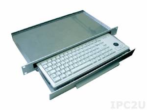 TKL-084-TB16-SCHUBL-GREY-USB Retractable Industrial Keyboard IP54 for mounting 19&quot;, 1U, 84 Keys, TrackBall 16mm, PS/2 Interface