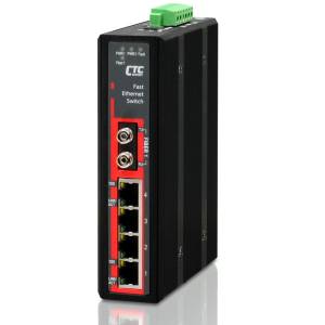 IFS-401F-E-SC002 Industrial Unmanaged Fast Ethernet Switch with 4x 100Base-T Ports, 1x 100 Base-FX Fiber SC 2km Multi-mode port, Redundant Dual 12/24/48VDC, -40..+75C Operating Temperature
