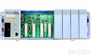 I-8831 PC-compatible 40MHz Industrial Controller, 512kb Flash, 512kb SRAM, 2xRS232, 1xRS232/485, Ethernet 10BaseT, 7-Segment Display, Mini OS7, 8 Expansion Slots