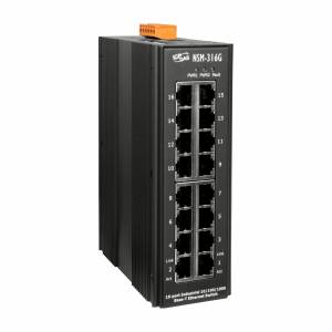 NSM-316G Unmanaged Industrial Smart Ethernet Switch with 16 10/100/1000 Base-T(X) Ports, IP30
