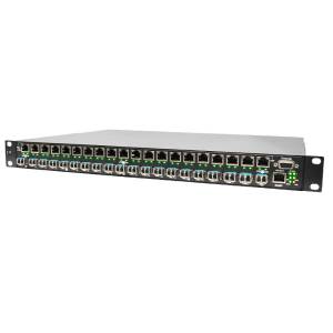 PHB-200M-DD Managed High Density Fiber Media Converter Concentrator with 20x 100/1000 Base-T to 20x 100/1000 Base-X SFP ports, Redundunt Dual 18-72VDC Input Power, 0.. 50C Operating Temperature