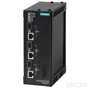 Ruggedcom-RS950G Industrial Managed Redundancy Box with 3x SFP/RJ-45 ports, PRP IEC62439-3, IEC61850-3, 24VDC Input Power, -40..85C Operating Temperature, 6GK6095-0GS21-0BA0-Z (A00+B00+C00)