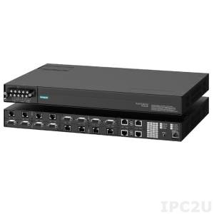 Ruggedcom-RS416P Industrial Serial Device Server with 2x 10/100BASE-TX RJ-45 PoE ports, 8x RS232/422/485 DB9 ports, 24VDC Input Power, -40..85C Operating Temperature