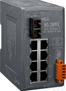 NS-209FC Industrial Smart Ethernet Switch with 8 10/100 Base-T Ports and 1 Multi-mode 100 Base-FX Port