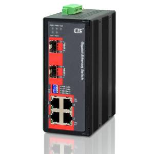 IGS-402S-E Industrial Unmanaged Gigabit Ethernet Switch with 4x 1000 Base-T Ports, 2x SFP ports, 9.6...60VDC-In, -40..+75C Operating Temperature