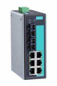 EDS-308-SS-SC-T Industrial Smart Ethernet Switch with 6 10/100BaseT Ports, 2 Single Mode 100Base Fx Ports, SC Type Connectors, Extended Operating Temperature -40...+75°C
