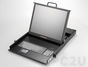 AMK801-19UBD 1U, 19&quot; LCD-Keyboard Drawer, Single Rail, with 1.8m KVM cable, 1 port USB KVM, TouchPad, Single Rail, steel, 24-48 VDC