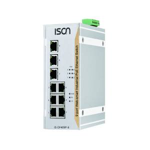 IS-DF409P-6 Industrial 9-port Managed DIN-rail Power-over-Ethernet Switch with 9x 100 Base-TX, w/ 6x PoE IEEE 802.3af/at, -10...+60C operating temperature, Dual 12-58V DC In