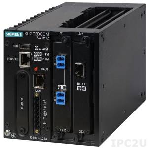 Ruggedcom-RX1512 Industrial Managed Ethernet Switch/Router with 12x 10/100BASE-TX ports, Layer 3, 10-72VDC Input Power, -40..85C Operating Temperature