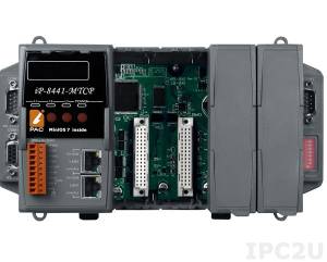 iP-8441-MTCP PC-compatible 80MHz Industrial Controller, 512kb Flash, 768kb SRAM, 2xLAN, 2xRS232, 1xRS485, 1xRS232/485, 7-Segment Display, Mini OS7, 4 Expansion Slots, Modbus TCP