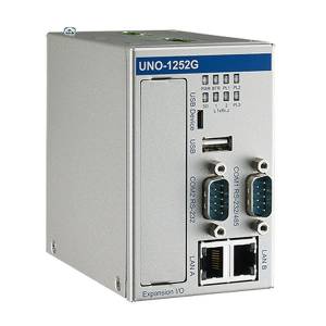 UNO-1252G-Q0AE DIN-Rail Embedded Computer, Intel Quark 400MHz CPU, 256MB RAM, 2xLAN, 2xCOM, 2xUSB, 2xMini PCIe, 8xGPIO, 1xSIM Card Slot, 1x Micro SD Slot, 2xMini-PCIe, 12/24V-DC-In, without Power Adapter