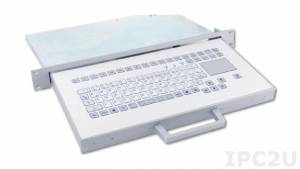 TKS-088c-TOUCH-SCHUBL-PS/2 Retractable Industrial Keyboard IP65 for mounting 19&quot;, 1U, 88 Keys, TouchPad, PS/2 Interface