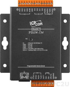 PDSM-734 Programmable Device Server with one RS-232, one RS-485, one RS-422, four DI and four DO ports with Metal Case