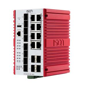 IS-DX420-8F-4XG Industrial DIN-Rail 20-port Layer 2 Managed Ethernet Switch with 8x Gbit LAN, 8x1G FX SFP Slot, 4x10G FX SFP Slot,-40...+75C operating temperature, Dual 12...48VDC Power Input